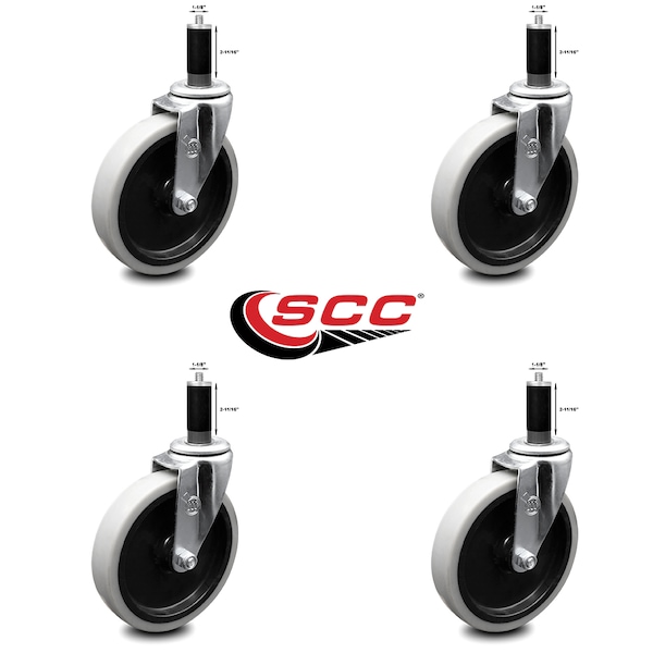 Service Caster 5 Inch Thermoplastic Rubber Wheel 1-1/8 Inch Expanding Stem Caster SCC, 4PK SCC-EX05S510-TPRS-118-4 - main